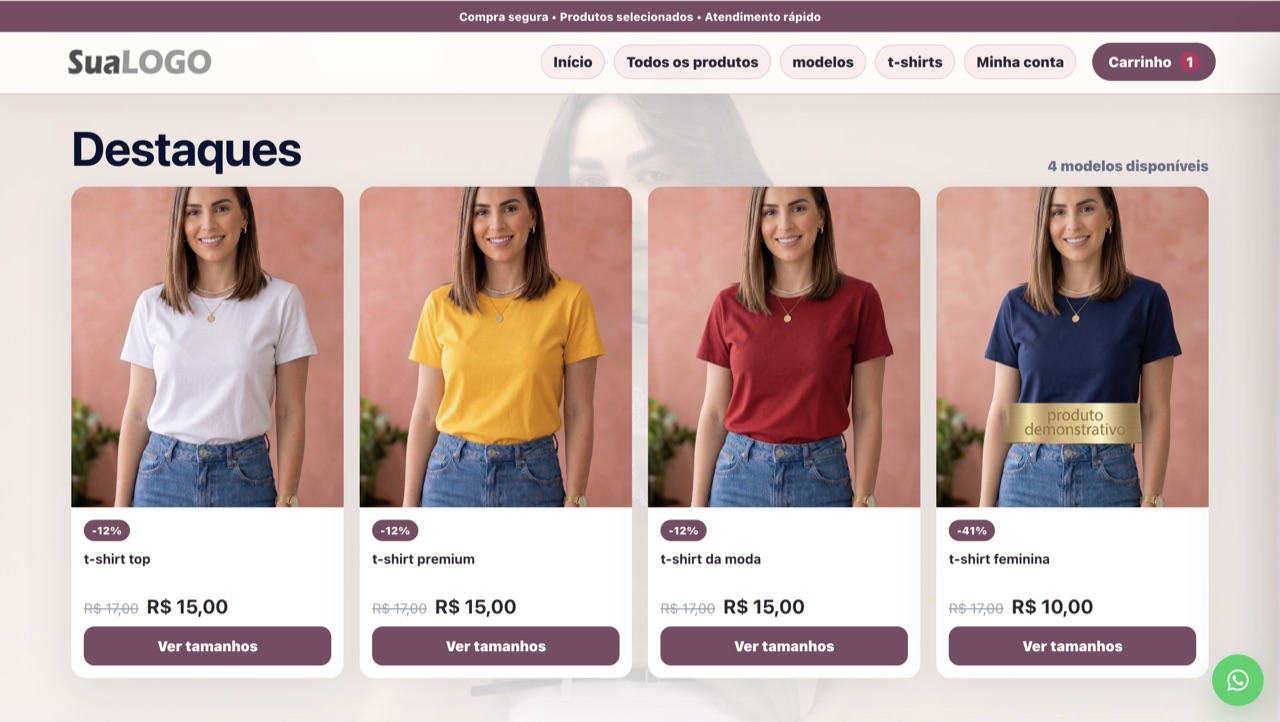 Exemplo de loja virtual no computador
