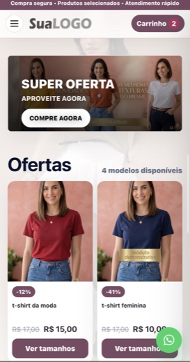 Exemplo da loja virtual no celular