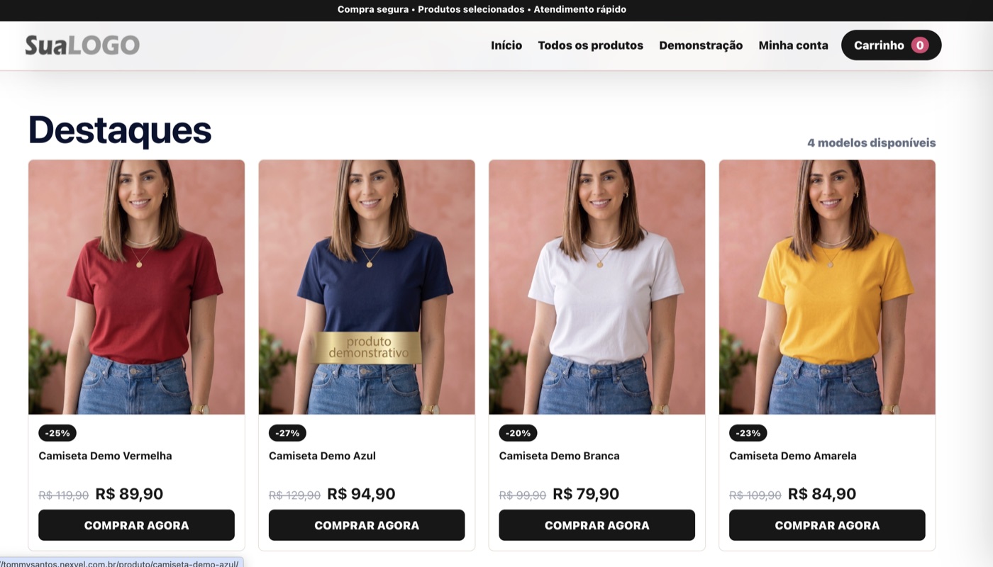 Loja virtual criada para cliente